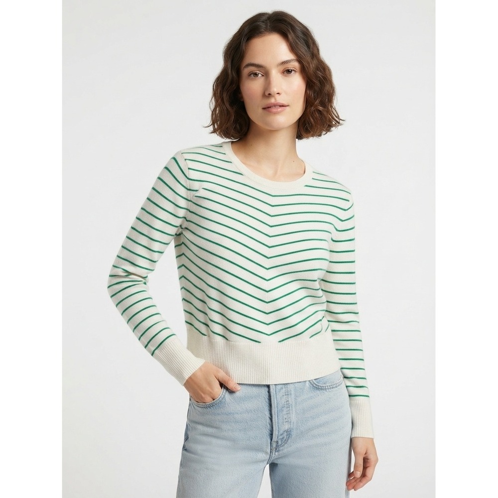 Philosophy Republic Clothing‎ Chevron Striped Sweater White Green Extra Large XL